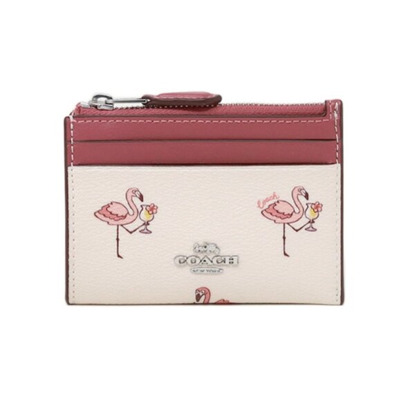 NWT COACH Chalk Pink Flamingo Mini Skinny ID Case - Picture 1 of 3